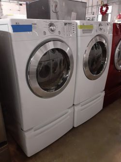 LG front load washer and electric dryer set with pedestal working perfectly 4 months warranty