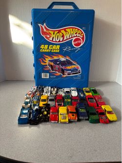 Vintage Hot Wheels Car Collection with 48 Car Carry Case