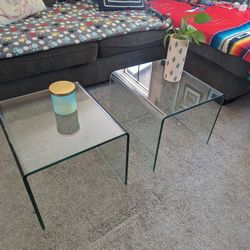 Heavy Solid Glass End/Side Tables