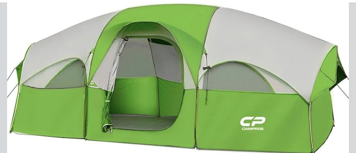 Tent 8 Person Camping Tents, Weather Resistant Family Tent, 5 Large Mesh Windows, Double Layer, Divided Curtain for Separated Room, Portable with Carr