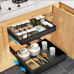 Pull Out Cabinet Organizer, Expandable Width(11"-19") and Depth