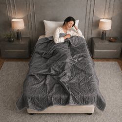 [NEW] Thin Comforter Blanket - 1 Person 53 x 79" (Gray / Blue)