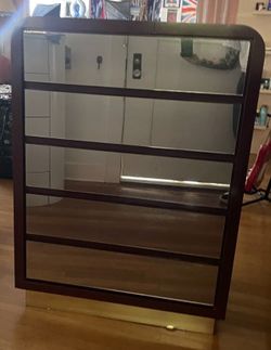 Vintage Mid-Century Burgundy Lacquer Mirrored Dresser/Highboy - Hollywood Regency