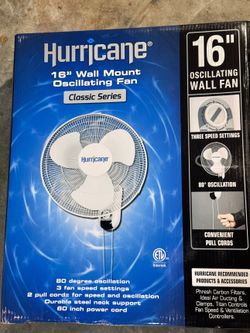 Hurricane 16 Inch Wall Mount Fan - New in Box