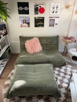 Green Togo Inspired Two Seater + Ottoman