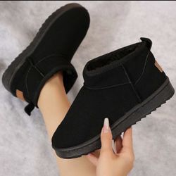 Winter Classic Women's Snow Boots Padded Thickened Non-Slip Waterproof Cotton Shoes Short Boots（us size 6）