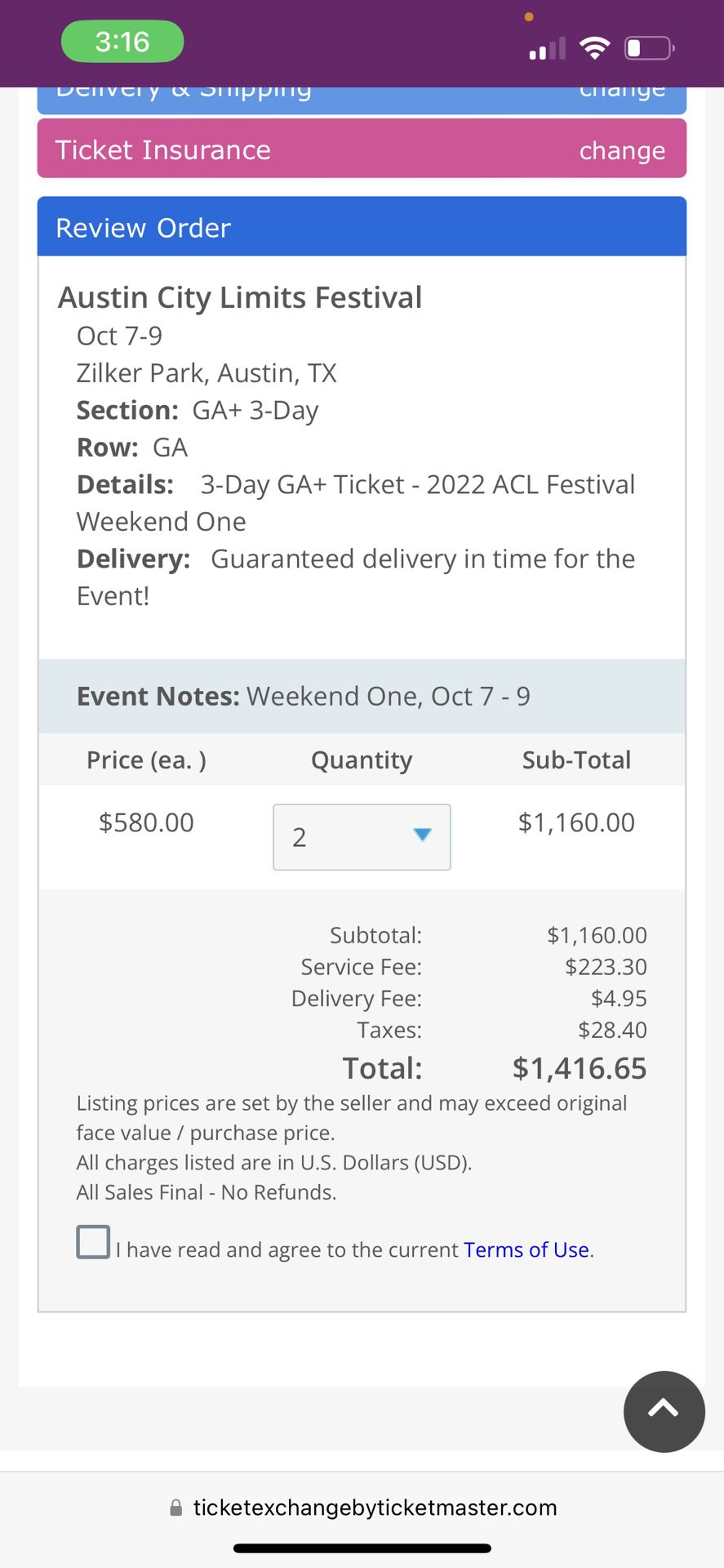 ACL Music Fest GA+ 3 Day Tickets Weekend One