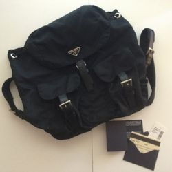 🔥Vintage PRADA LARGE BACKPACK in Black Nylon🔥Complete With Tag, Card and Storage Bag🔥Like New Condition🔥Never Used!🔥