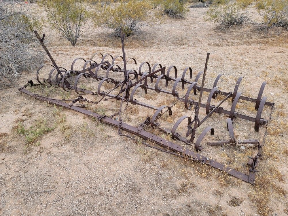 Antique Farm Pull Behind Field Cultivator Yard Art Vintage Farming