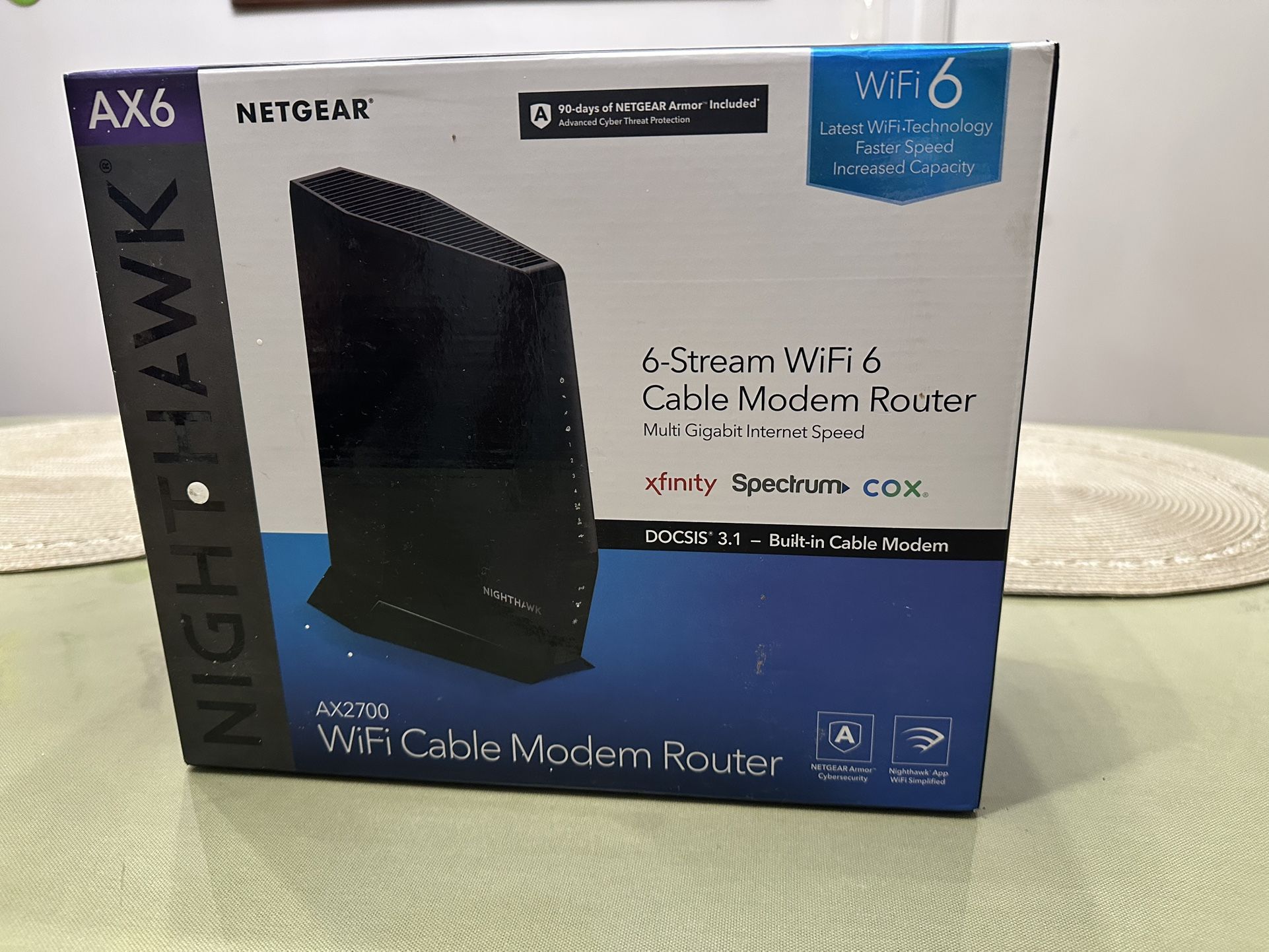 NETGEAR Nighthawk Modem Router Combo (CAX30) DOCSIS 3.1 Cable Modem and WiFi 6 Router - AX2700 2.7 Gbps