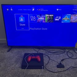PS4 SLIM WITH CONTROLLER AND CORDS