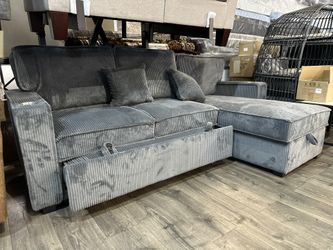 Convertible Sectional/ Reversible Storage Chaise W/Cup Holder & USB & USB-C-Port Read Description