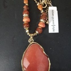 Susan Graver Red Agate Necklace