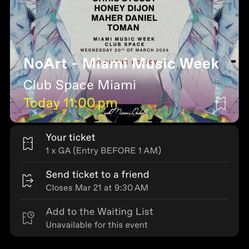 GA ticket To Honey dijon at Space No Art Miami Music Week