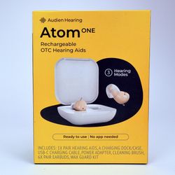 Audien Hearing Atom One – Rechargeable OTC Hearing Aids | Brand New, Sealed!