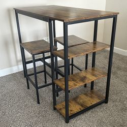 3-Piece Brown Bar Table/Kitchen Island