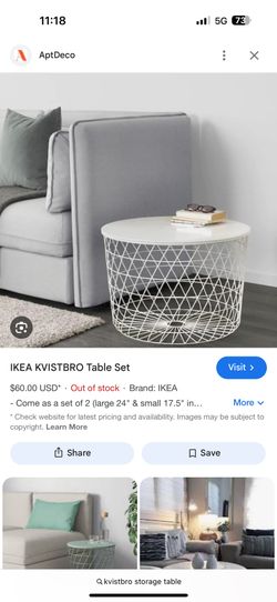 Ikea Storage Table Set White KVISTBRO 