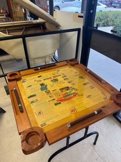 “Rare” Handmade Wooden/wood domino table- Cuba Map - Wood Folding Legs