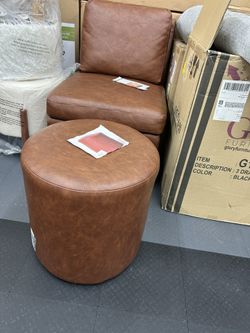 Leather Seat With Ottoman