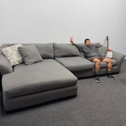 Oversized Gray Sectional Sofa with Giant Chaise - Can Deliver