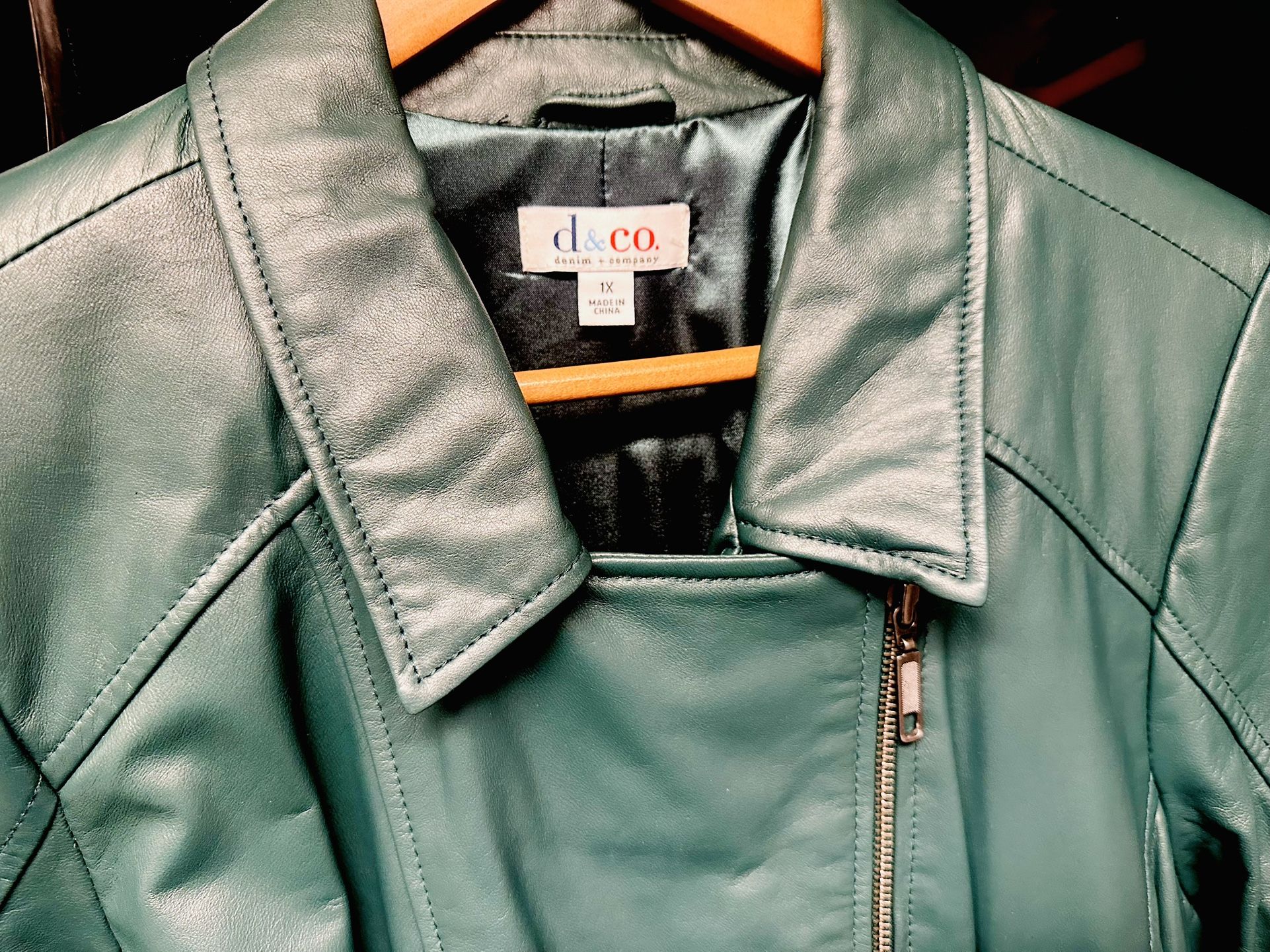 Beautiful Green Leather Jacket Sz 1x