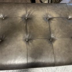 Pottery Barn Leather Tufted Ottoman