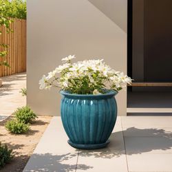 Sea blue bowl round ceramic decorative planter pot ，PL2292