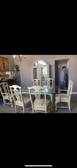 Table and China cabinet