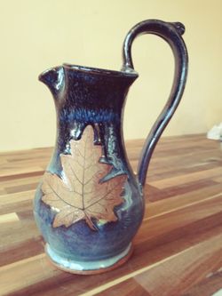 Pottery Oil Lamp And Seperate Water Pitcher