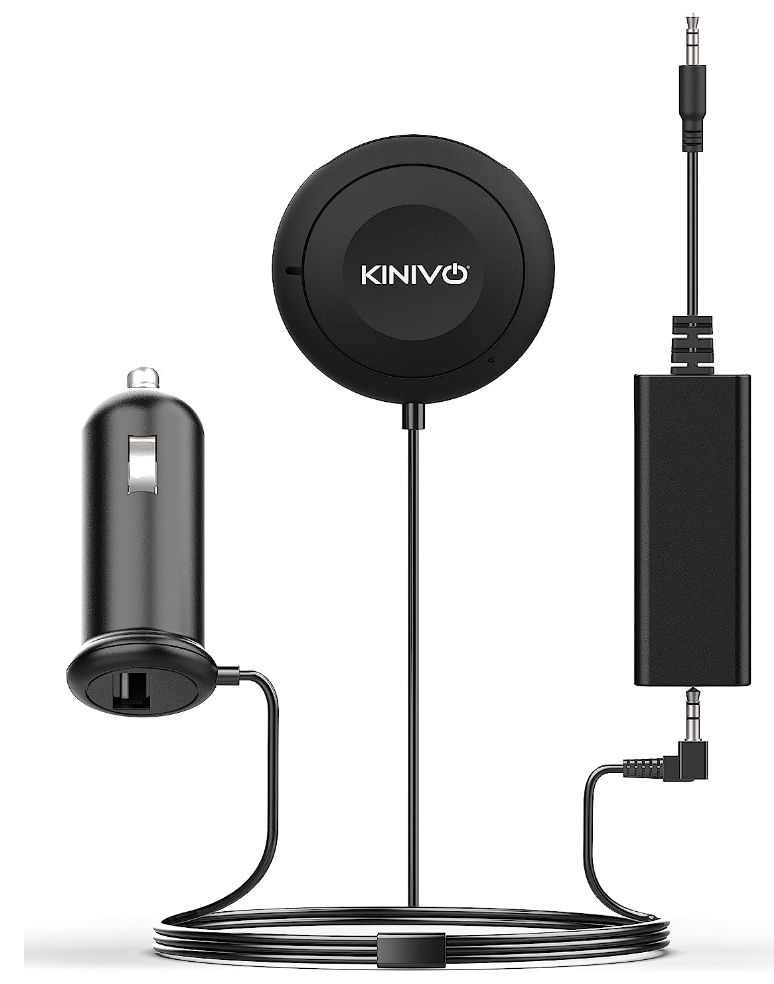 Kinivo BTC450 Bluetooth Kit (Hands-Free, AUX Bluetooth Adapter with Ground Loop Noise Isolator, 3.5mm Aux Input, Apt-X, Multipoint)