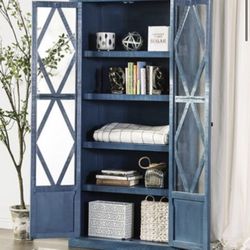 Brand New Blue All Wood Solid Wood Barn House Book Case Boho Chic Shelf 