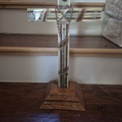 Religious Cross Handcrafted Wooden Cross with Inlaid Resin