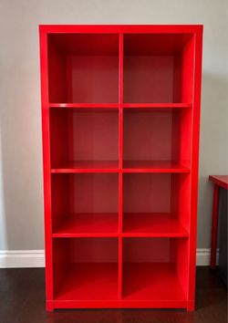 IKEA red open book shelf