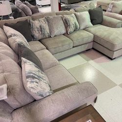 Ardsley Pewter Gray Comfy Sectional Sofa With Chaise /P