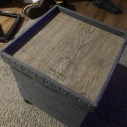 Small Grey Ottoman/End Table/Storage 