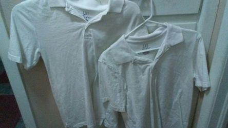 2 White work polo shirts size small ladies