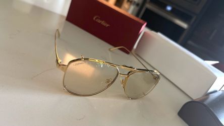 AUTHENTIC Cartier Santos Light 24K Gold-Plated 56MM Pilot Glasses