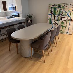 New Modern Oval Dining Table 87” - Free Delivery ✅ Double Fluted Pedestal Oval Dining Table 