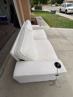 Two white couches 7 feet 2 inches long and 31 inches wide