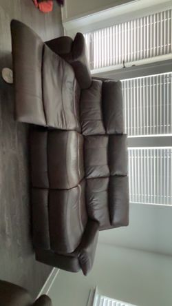Dark Brown Leather Recliner Sofa