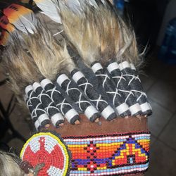 Native American chief had ceremonial headdress