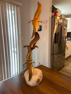 Curtis Jere Signed Sculpture. Large 3 Seabirds in flight