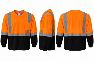 Hi-Vis Long Sleeve Safety Shirt Orange Black