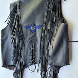 Fringed Leather Motorcycle Vest For Women
