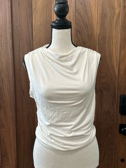 Cream Cowl Neck Sleeveless Top