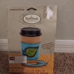 DIMENSIONS Leaf Java Cozy And Coaster Embroidery Kit