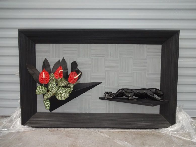 Leopard Panther Hanging Shadow Box Antique