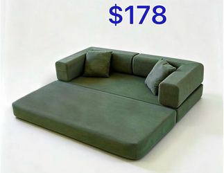 😀 79 Inch Convertible Sofa Bed Modular Loveseat Sleeper Folding Pull Out Couch with Pillows, Corduroy Floor Boneless Couch for Living Room Bedroom,No