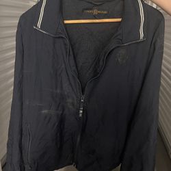 Vintage 90s Tommy Hilfiger Navy Blue WV Patch Windbreaker Jacket Mens Size L