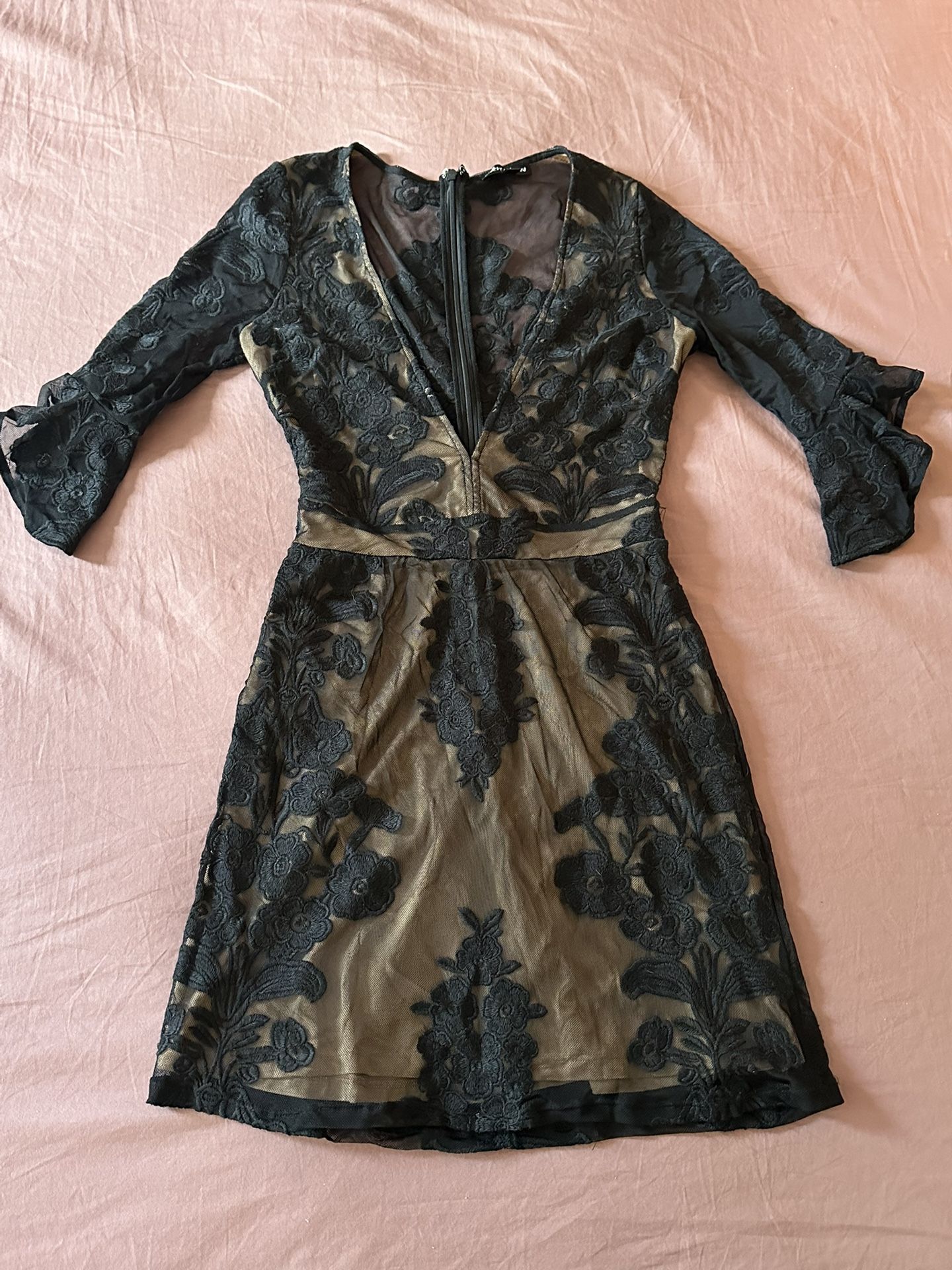 Sheer Sleeved A-line Dress